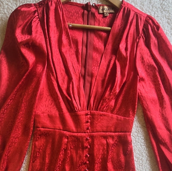 Red Leopard Jacquard Satin Mini Dress - Picture 5 of 15